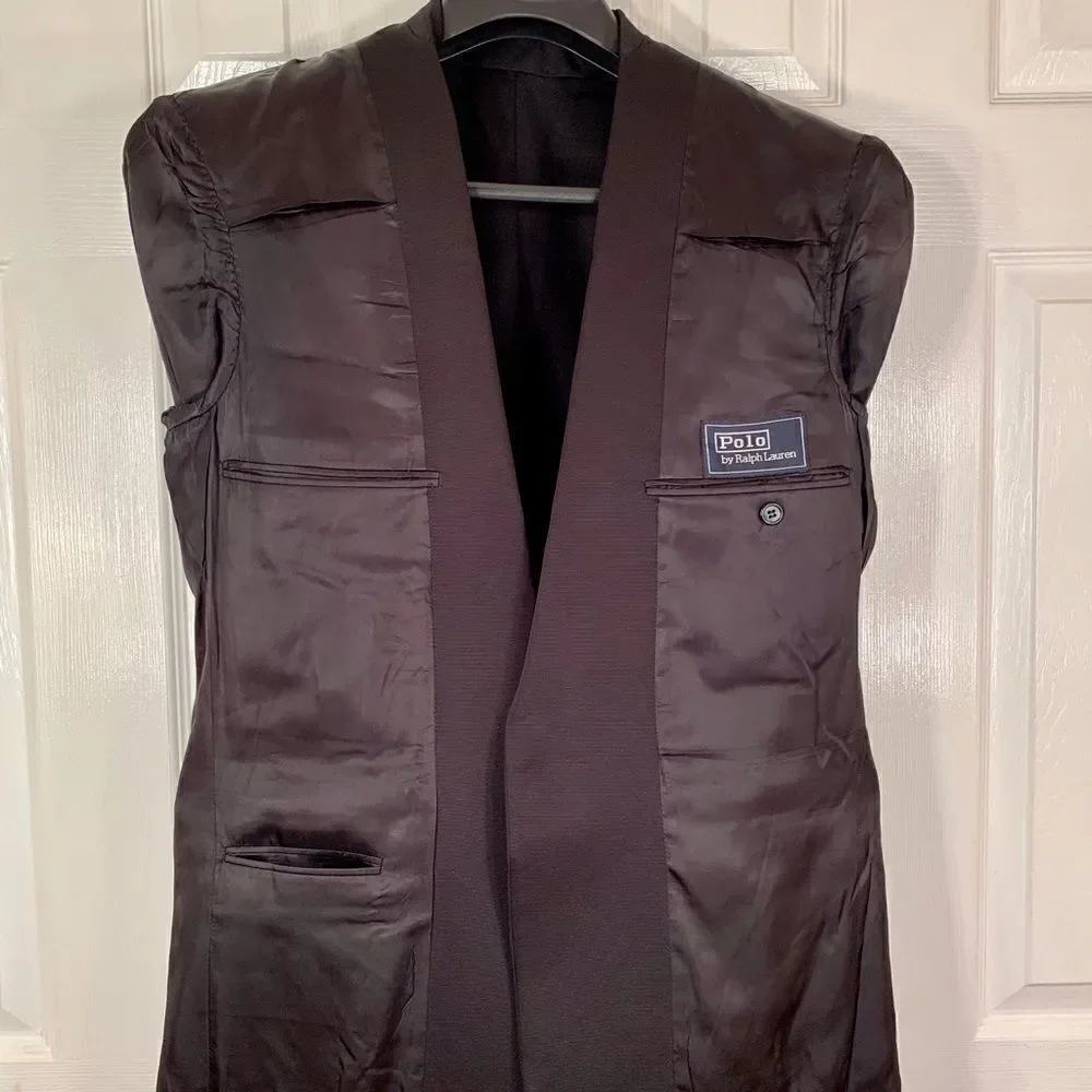 BLACK TUXEDO POLO by RALPH LAUREN 100% WOOL TUXEDO JACKET 38R